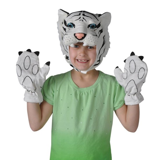 Máscara e Luvas de Tigre Branco