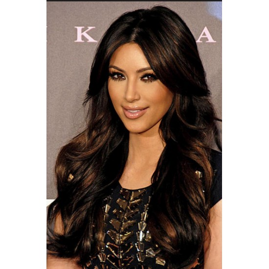 Peruca Kim Kardashian Celebridade Morena Cabelo Humano Remy