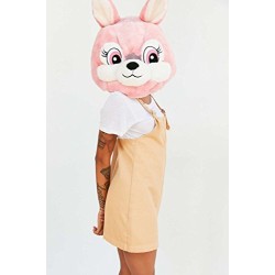 Cabeça Capacete/Máscara coelho Rosa Pelúcia Luxo