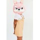 Cabeça Capacete/Máscara coelho Rosa Pelúcia Luxo
