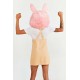 Cabeça Capacete/Máscara coelho Rosa Pelúcia Luxo