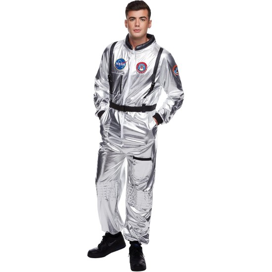 Fantasia Adulto Macacão de Astronauta Luxo Prata