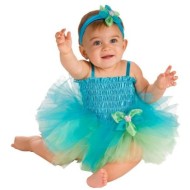 Fantasia Infantil Doce Flor Bailarina Verde e Azul Luxo