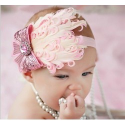 Tiara de Penas Rosa Bebês