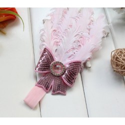 Tiara de Penas Rosa Bebês