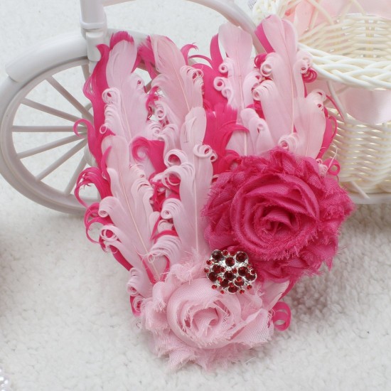 Tiara de Penas Rosa e Pink Bebês