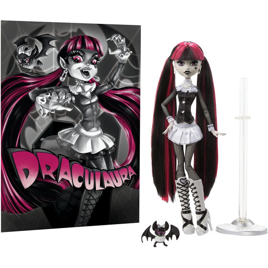 Boneca Monster High Draculaura Cabelo Rosa Preto Morcego de Estimação e  Acessórios HHK51 Mattel