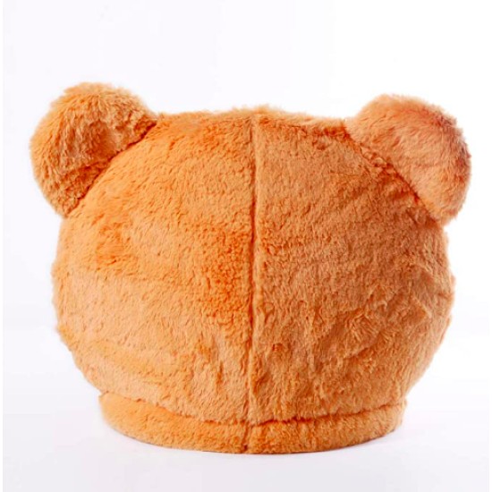 Cabeça Capacete Máscara Urso Pelúcia Luxo Marrom