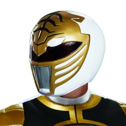 Capacete Power Rangers Branco e Amarelo Clássico Luxo