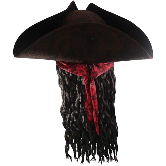 Chapéu com Tranças Jack Sparrow Clássico Luxo