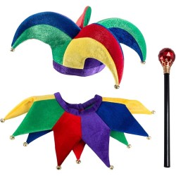 Chapéu Kit Bobo da Corte Palhaço Colorido Adulto Luxo