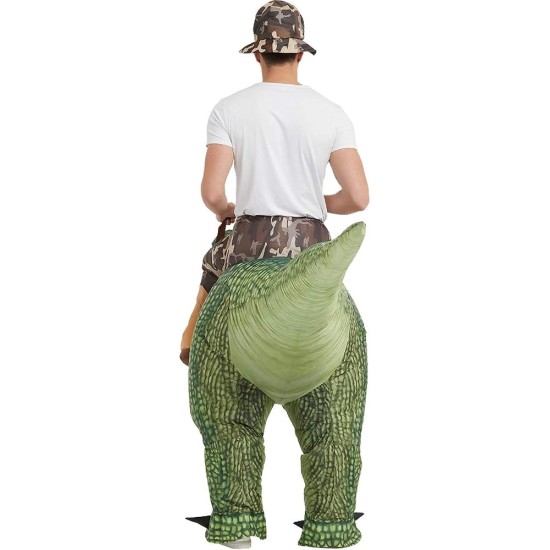 Fantasia Inflável Nas Costas do Dino Verde Adulto