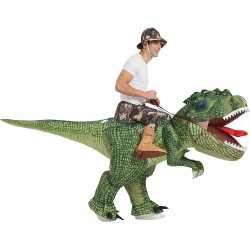 Fantasia Inflável Nas Costas do Dino Verde Adulto
