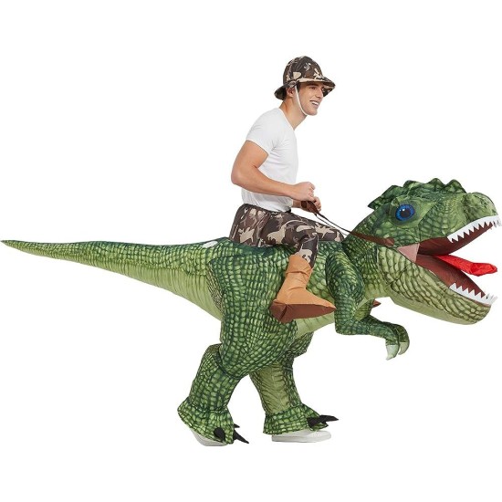 Fantasia Inflável Nas Costas do Dino Verde Adulto