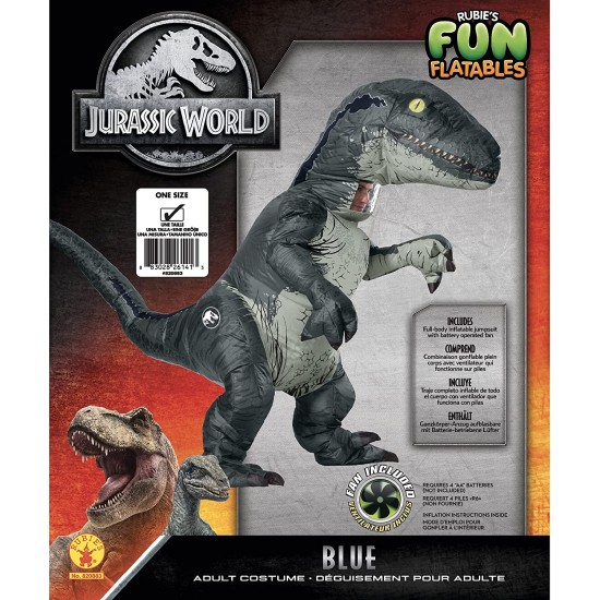 Fantasia Mundo Jurássico Reino Caído Velociraptor Adulto Inflável com Sons