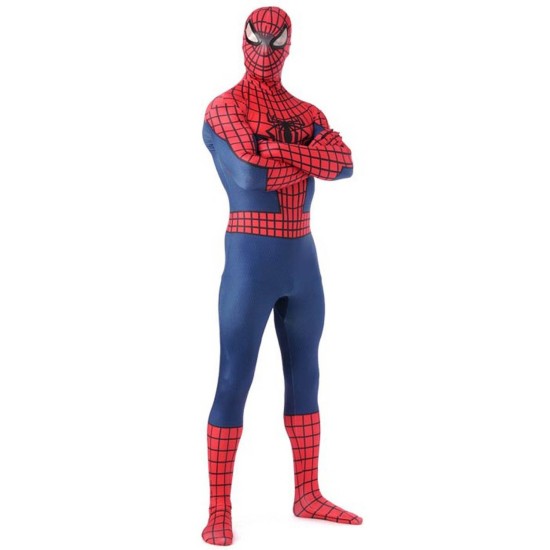 Fantasia Adulto Homem Aranha Spider Man Spandex Vermelho e Azul