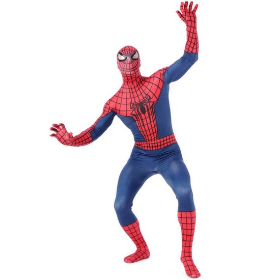 Fantasia Adulto Homem Aranha Spider Man Spandex Vermelho e Azul