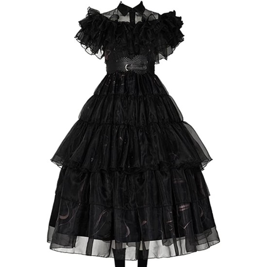Fantasia Adulto Família Addams Wednesday Vandinha Festa Luxo