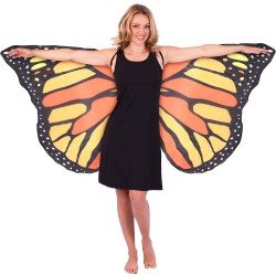 Asa Borboleta Luxo Laranja Adulto Tecido