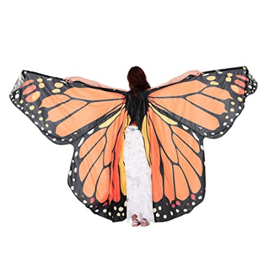 Asa Borboleta Luxo Laranja Adulto Tecido Gigante
