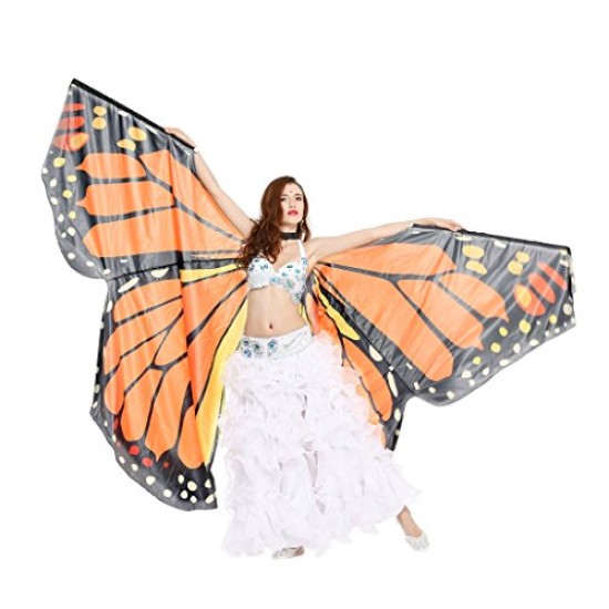 Asa Borboleta Luxo Laranja Adulto Tecido Gigante