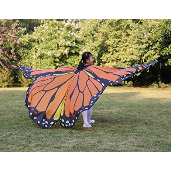 Asa Borboleta Luxo Laranja Adulto Tecido Gigante