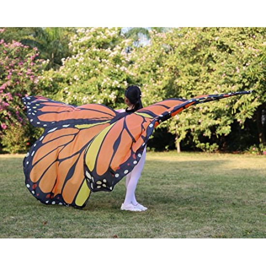 Asa Borboleta Luxo Laranja Adulto Tecido Gigante