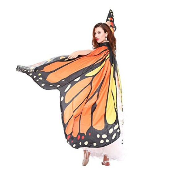 Asa Borboleta Luxo Laranja Adulto Tecido Gigante