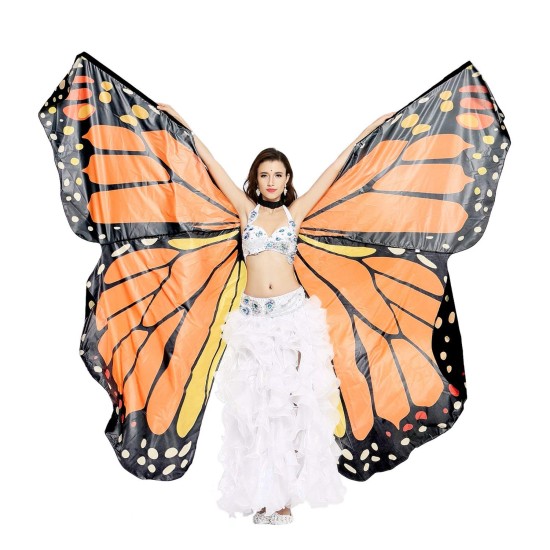 Asa Borboleta Luxo Laranja Adulto Tecido Gigante