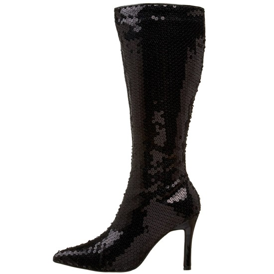 Bota Lantejoula Preta Luxo Sexy