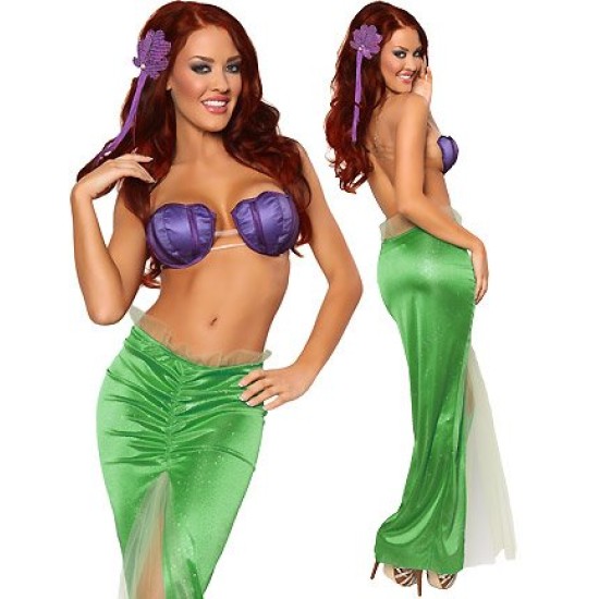 Fantasia Pequena Sereia Ariel Sexy Feminino Adulto
