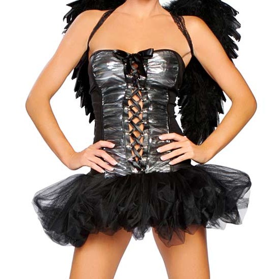 Fantasia Anjo Negro Adulto Feminina Sexy
