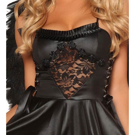 Fantasia Anjo Negro Adulto Feminino Sexy Extra Luxo