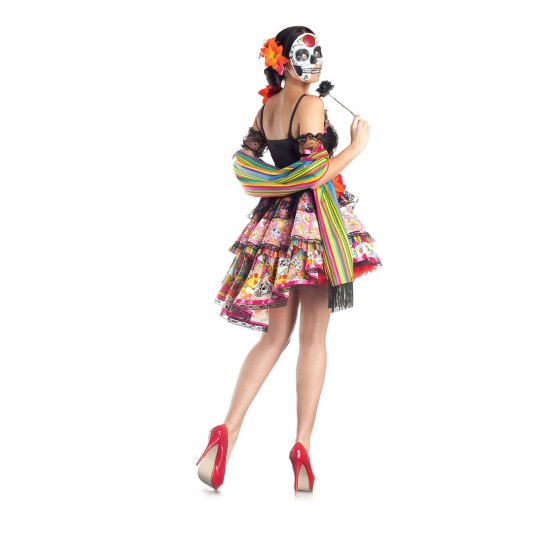 Fantasia Caveira Mexicana Adulto Luxo