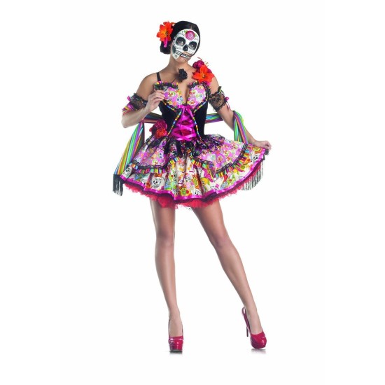 Fantasia Caveira Mexicana Adulto Luxo