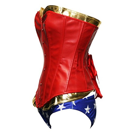 Fantasia Corsete Mulher Maravilha A Origem da Justiça Luxo Adulto