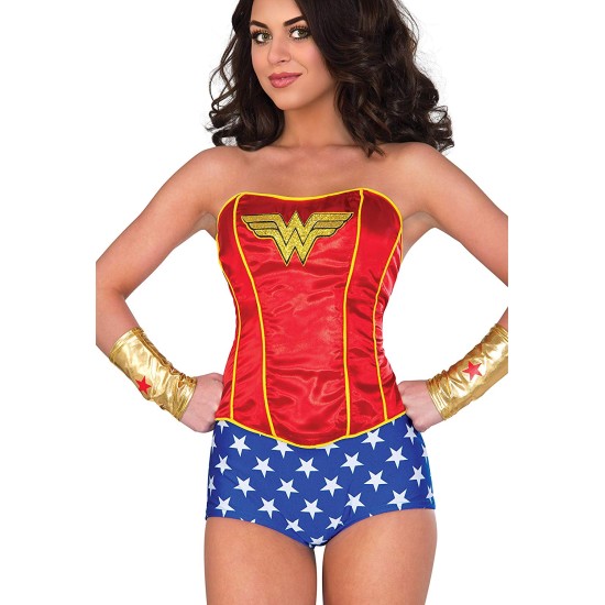 Fantasia Corsete Mulher Maravilha Clássica Adulto