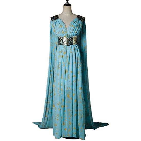 Fantasia Daenerys Targaryen Khaleesi Game of Thrones Adulto Vestido Azul