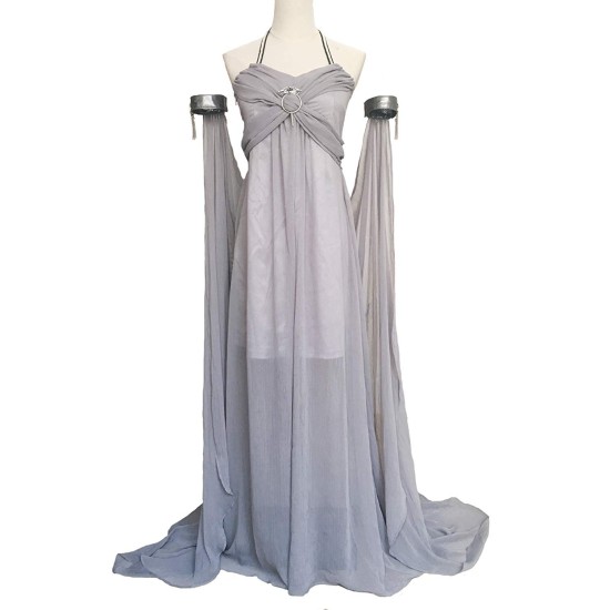 Fantasia Daenerys Targaryen Khaleesi Game of Thrones Adulto Vestido Cinza