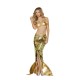 Fantasia Pequena Sereia Ariel Sexy Adulto Feminino Dourada