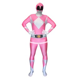 Fantasia Power Rangers Luxo Rosa Adulto