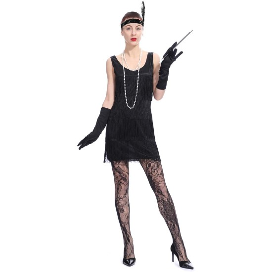 Fantasia Vestido de Franjas Anos 20 Luxo Adulto