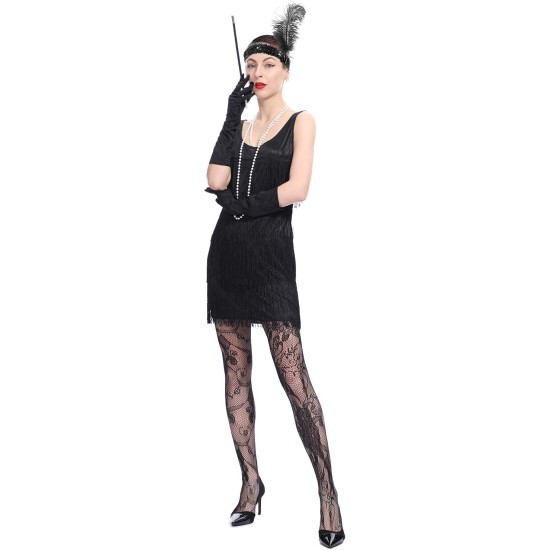 Fantasia Vestido de Franjas Anos 20 Luxo Adulto