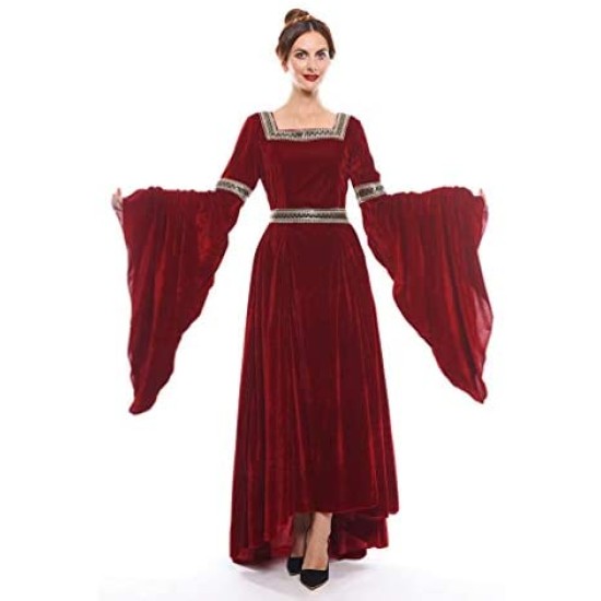 Fantasia Vestido Mulher Medieval Vitoriana Adulto Feminino