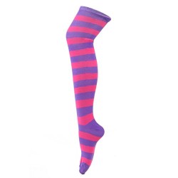 Meia Calça Listrada Lilás e Rosa Adulto
