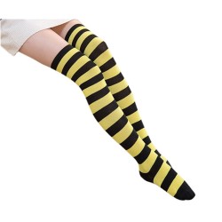 Meia Calça Listrada Preto e Amarelo Adulto