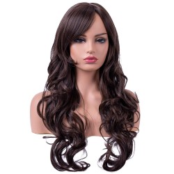 Peruca Adulto Feminino Castanho Ondulado Longo 