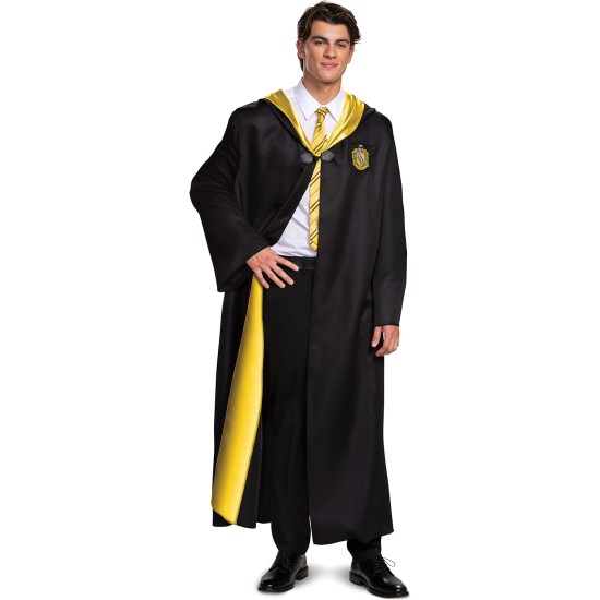 Fantasia Casa Lufa-Lufa Manto Luxo Harry Potter Adulto