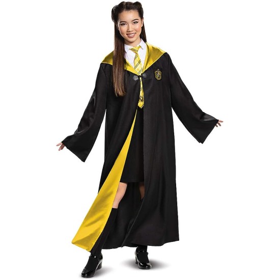 Fantasia Casa Lufa-Lufa Manto Luxo Harry Potter Adulto