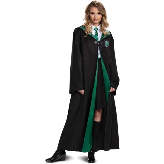 Fantasia Casa Sonserina Manto Luxo Harry Potter Adulto